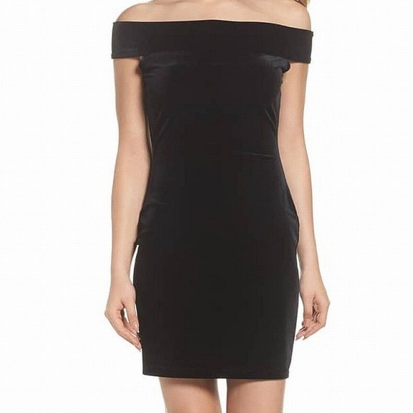 French Connection Velvet Off Shoulder Sheath Dress - Picture 1 of 8